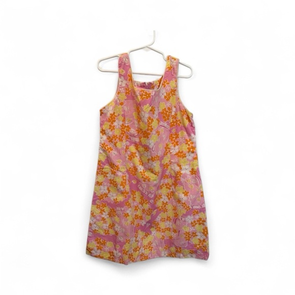 Lilly Pulitzer Fireflies Pink and Orange Floral Sleeveless Dress Kids 10 - Picture 1 of 9